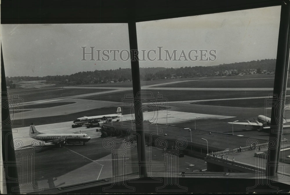 1964 Press Photo View of Birmingham Airport from the control tower, Alabama - Historic Images