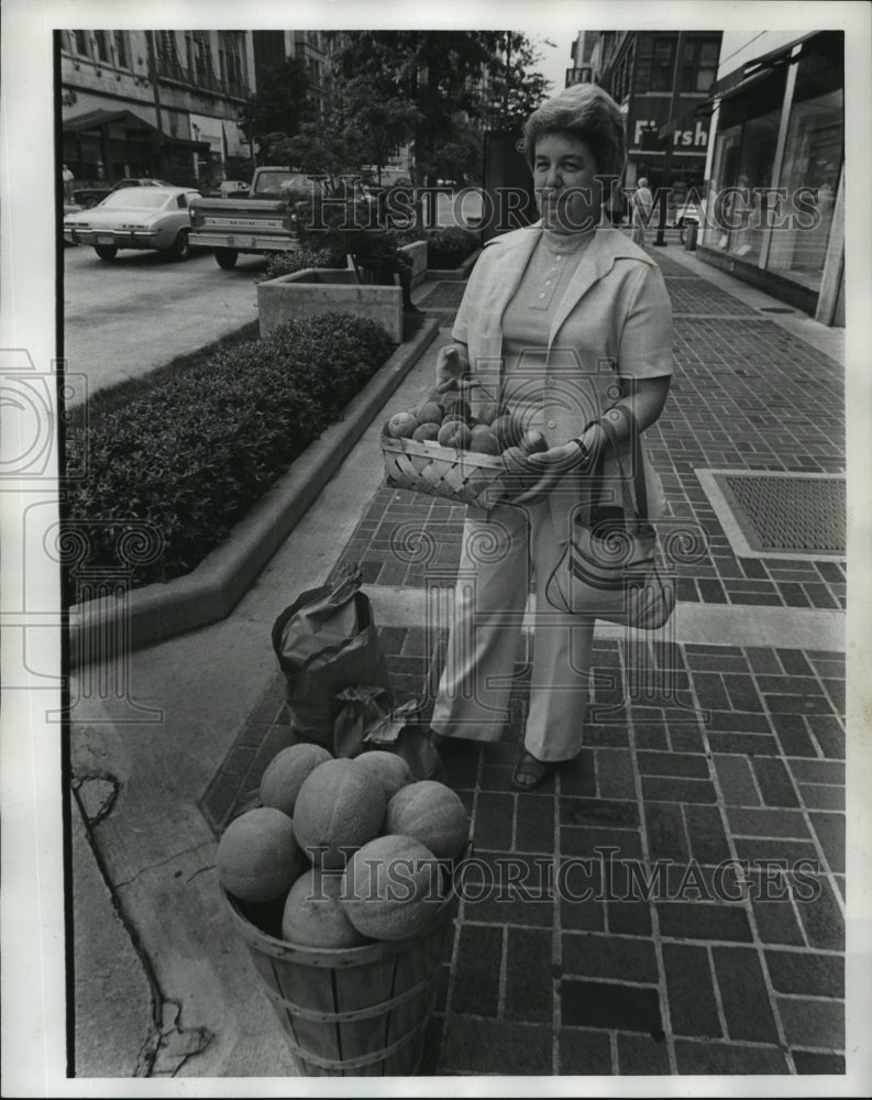 1978, Farm Market, Birmingham, Alabama - Betty Boyd with Produce - Historic Images