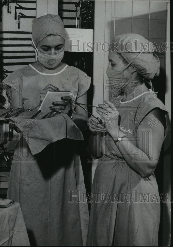 1958, Nurses Miriam Hill and Minnie McGee at University Hospital - Historic Images