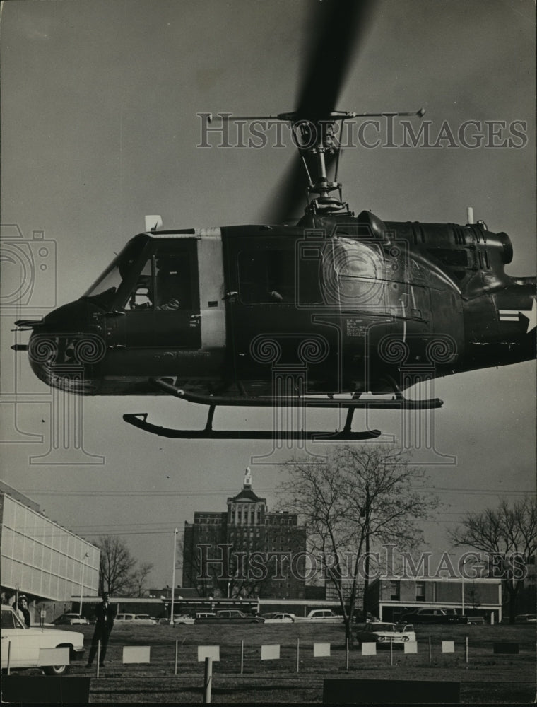 1984 Helicopter lands at University Hospital, Birmingham - Historic Images