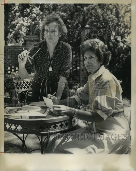 1978 Betty Bashinsky meets with Dottie Haynes in backyard - Historic Images