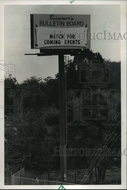 1985, Bessemer's Bulletin Board for upcoming events in Alabama - Historic Images