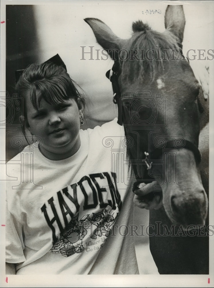 1989 Jennifer Crumbley with her adopted horse in Bessemer, Alabama - Historic Images