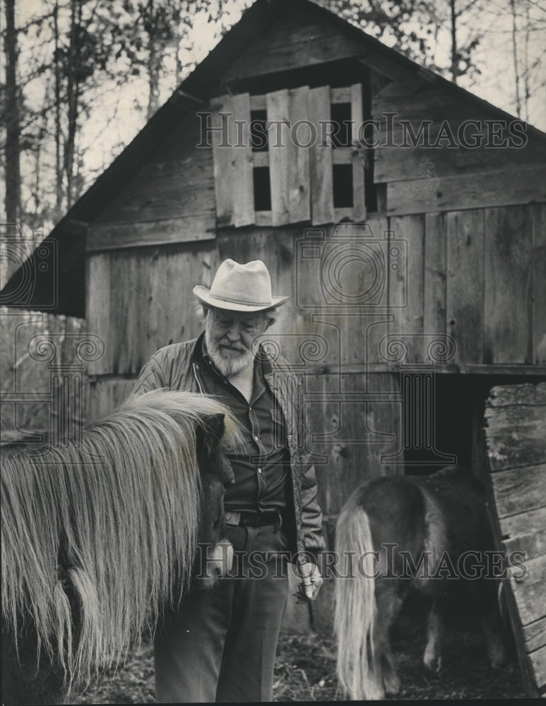 1975, Jack Bonds, Trussville, Alabama Farmer with Ponies in Queenstow - Historic Images