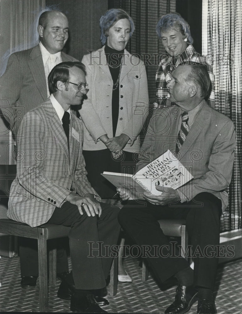 1973 SDX President Bolen talks with authors-Historic Images