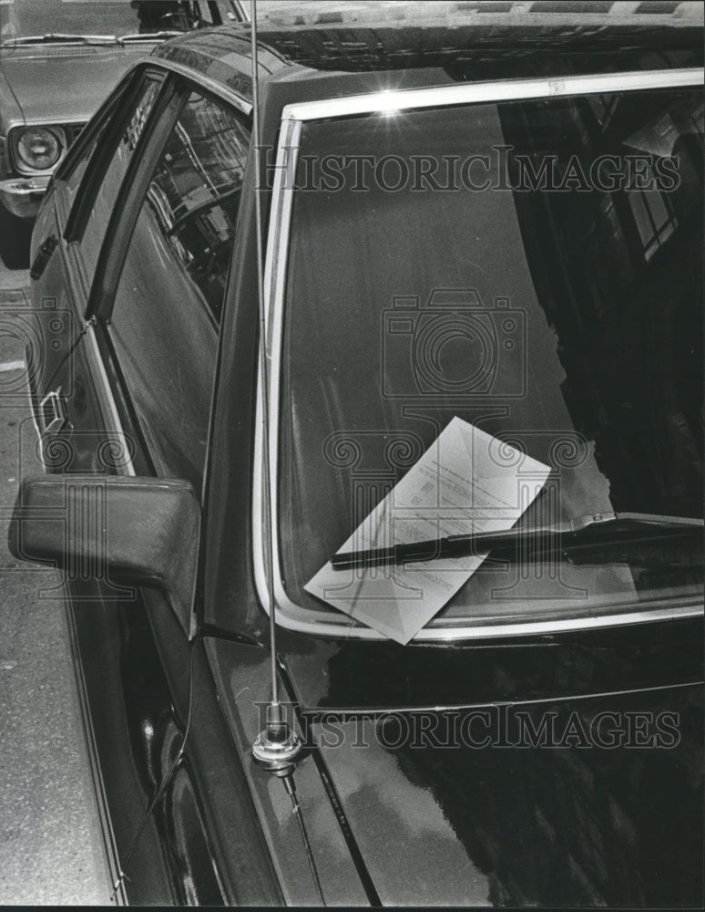 1979, Parking ticket on car&#39;s windshield in Birmngham, Alabama - Historic Images