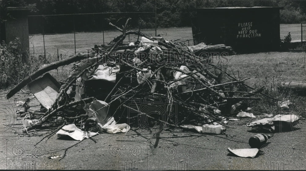 1988, Brighton Park Trash Heap with Branches and Debris - abna22582 - Historic Images