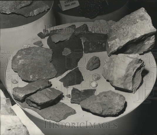 1977 Rocks on display at Red Mountain Museum, Birmingham, Alabama - Historic Images