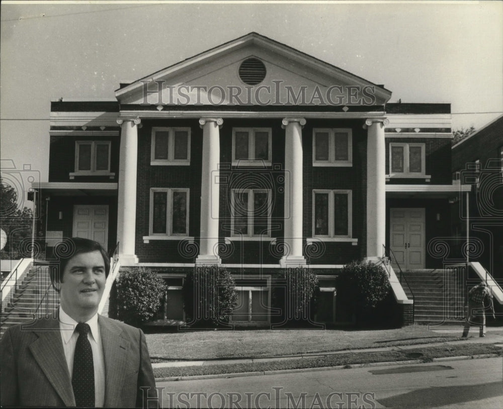 1980, Reverend Jerry Curry in front of Wylam Baptist Church, Alabama - Historic Images