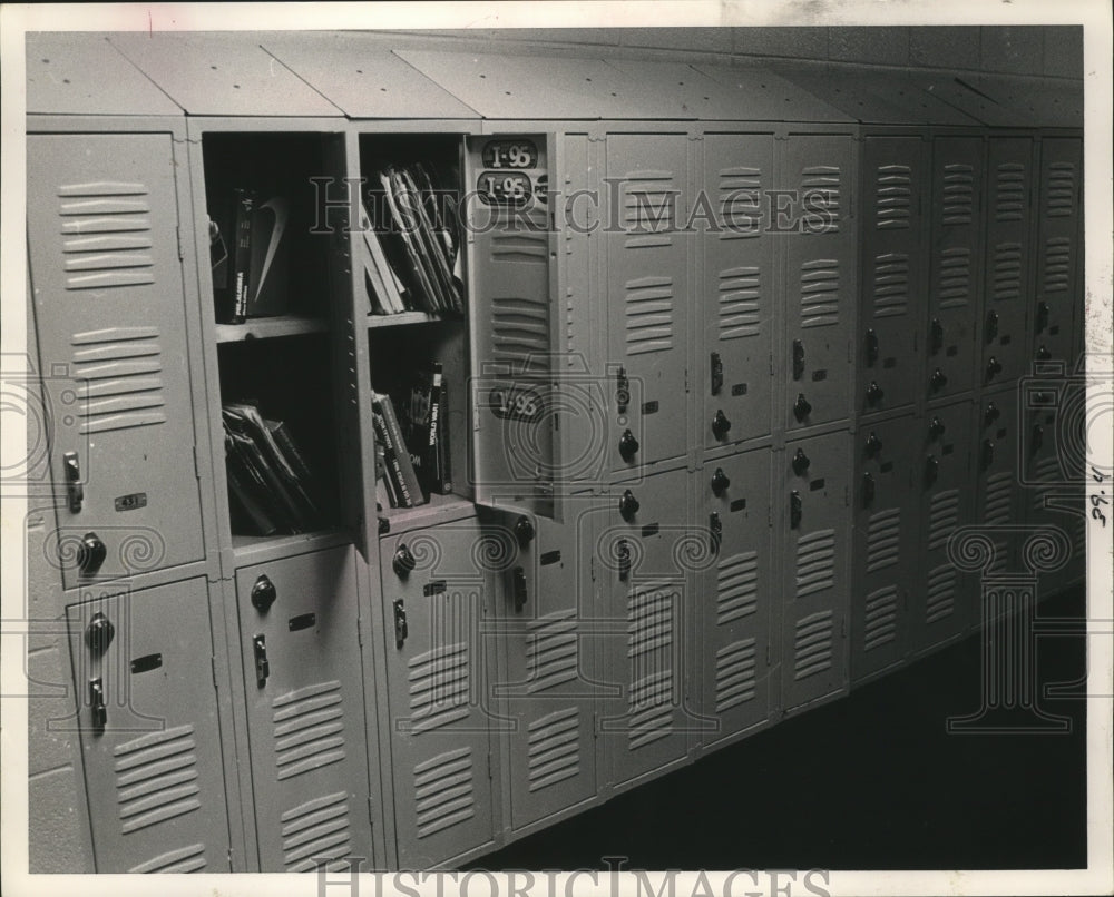 1986 Lockers at a school in Birmingham, Alabama - Historic Images