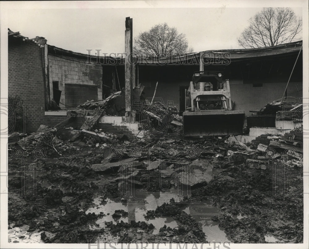 1987, Damage Powderly School, Tractor Operator is Robert D. Holder - Historic Images