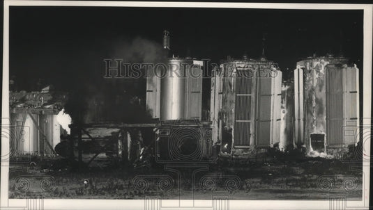 1988, Several electrical transformers burn in Ensley, Alabama - Historic Images