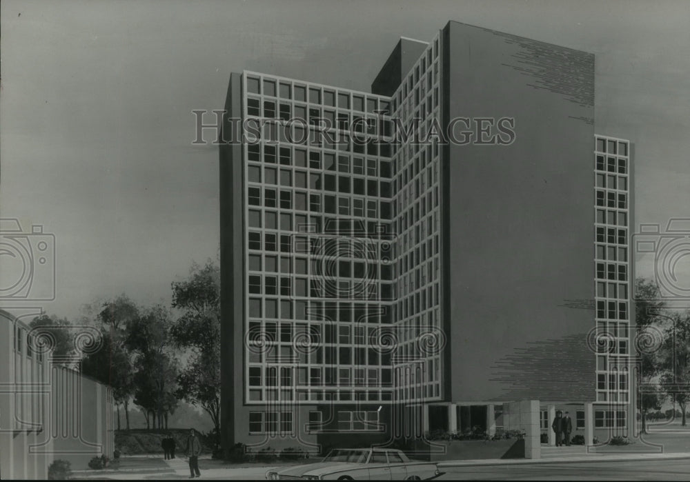 1968 Press Photo Birmingham, Alabama Medical Center Building: Faculty Apartments - Historic Images