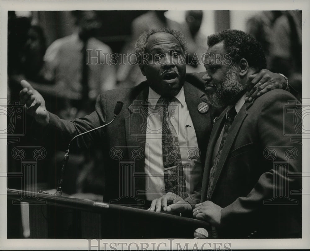 1991, Abraham Woods and Spiver Gordon at City Council Meeting - Historic Images