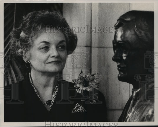1990, Widow of Judge Robert Vance, Helen Vance with Bust of Husband - Historic Images