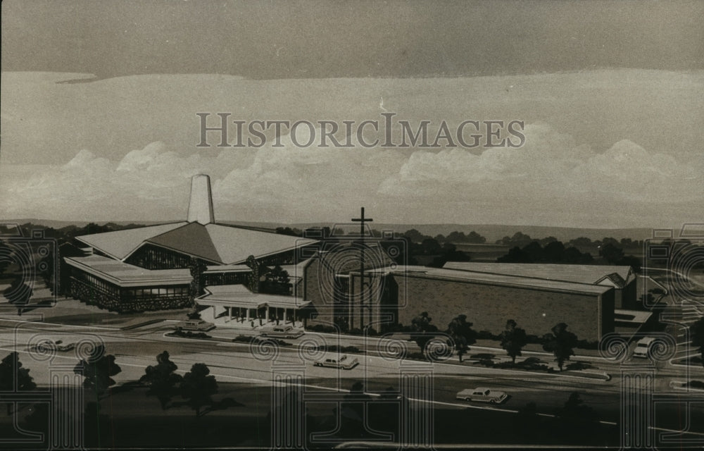 1971 Press Photo Proposed Chalkville Baptist Church in Alabama - abna23373 - Historic Images