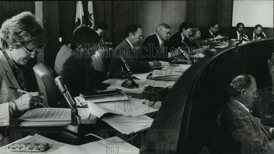 1982, Birmingham, Alabama City Council Members at Meeting - abna23408 - Historic Images