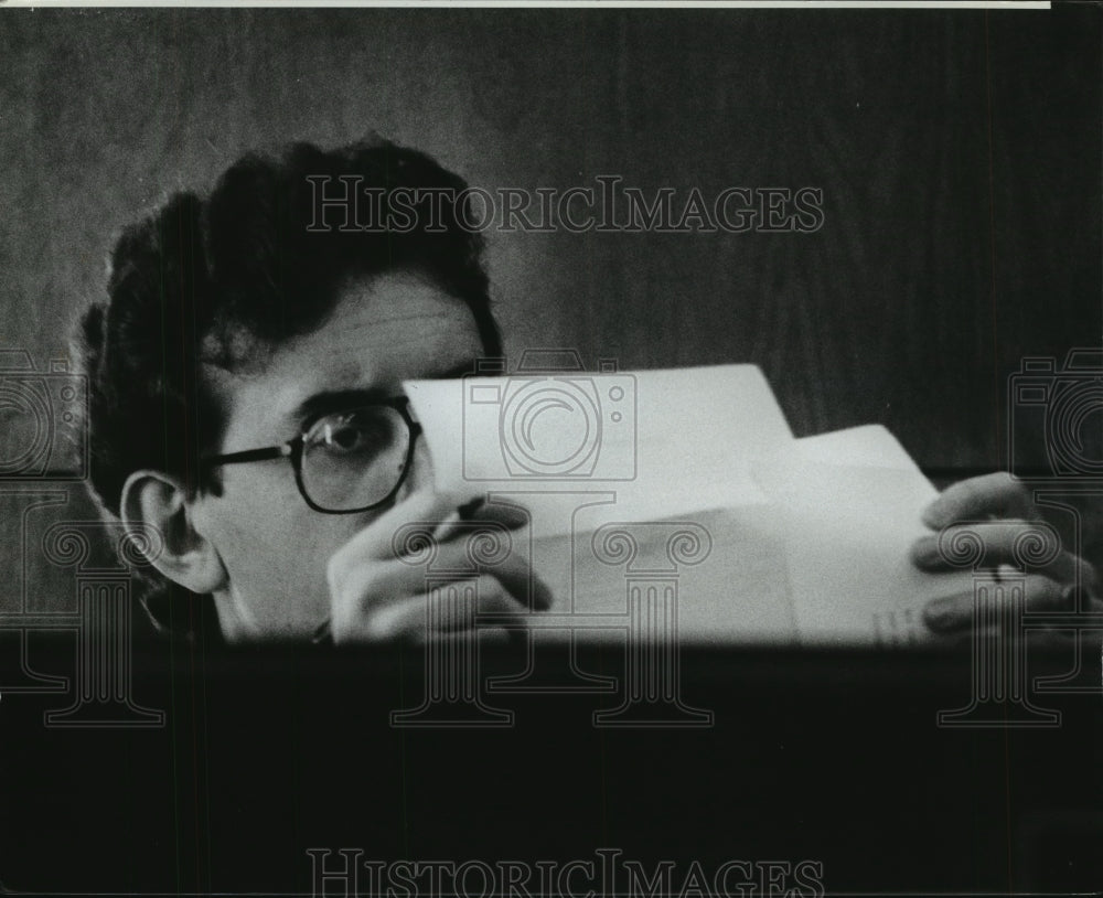 1981 Birmingham, Alabama City Council Member Reads Paper - Historic Images