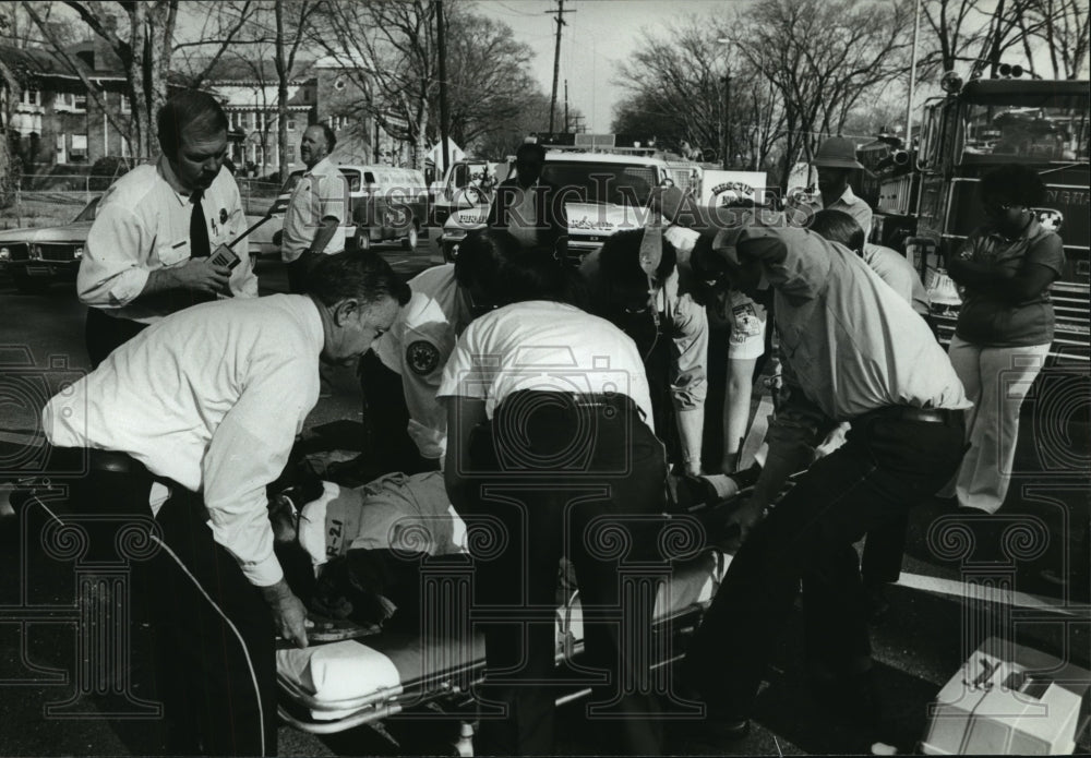 1979 Firemedics Work at Accident Site, Birmingham, Alabama - Historic Images