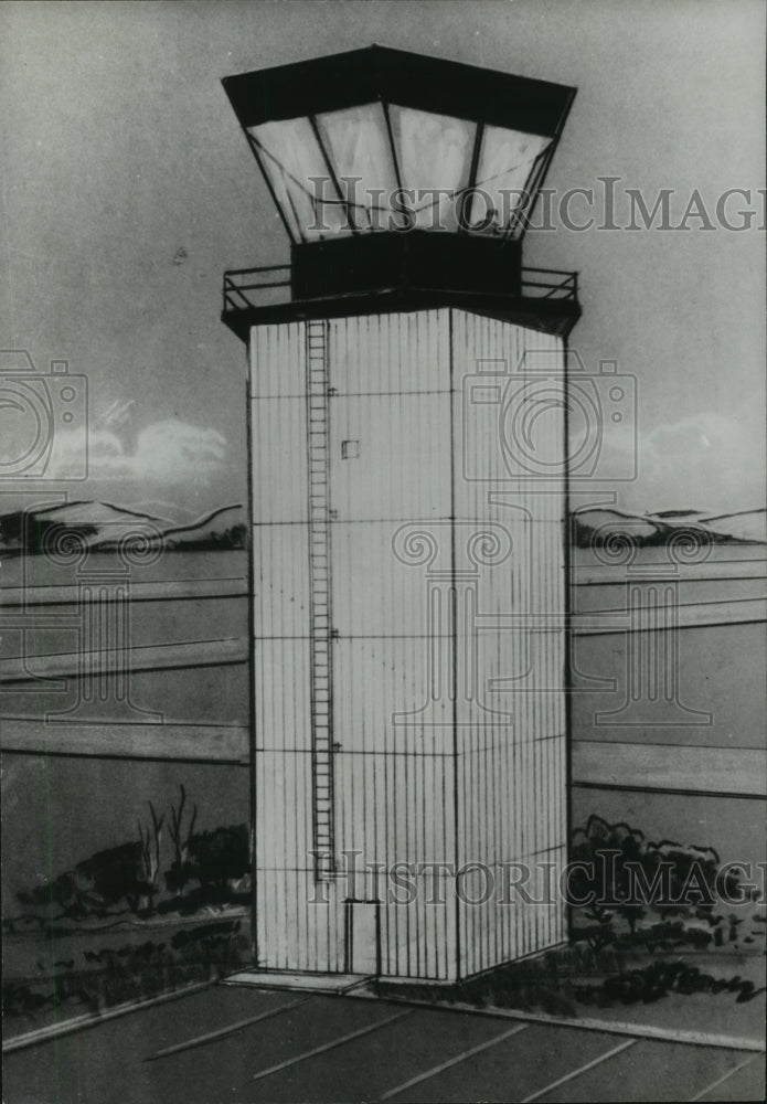 1972 Press Photo Artist&#39;s Conception of Control Tower, at Tuscaloosa Airport - Historic Images