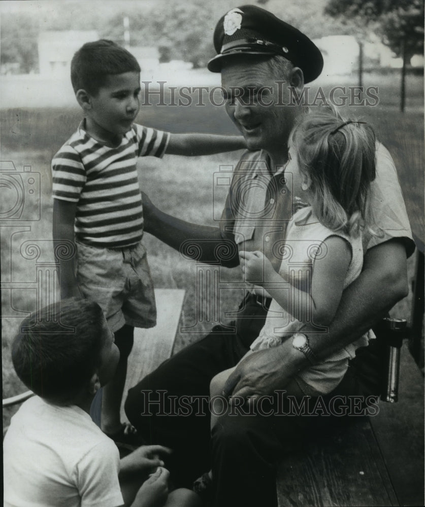 1967, Police Officer Coy G. Tyler of Birmingham, Alabama and Children - Historic Images