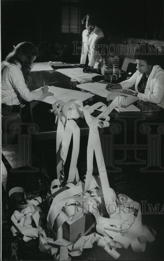 1981, Lucy Green with Others tallying the Official Vote Count - Historic Images