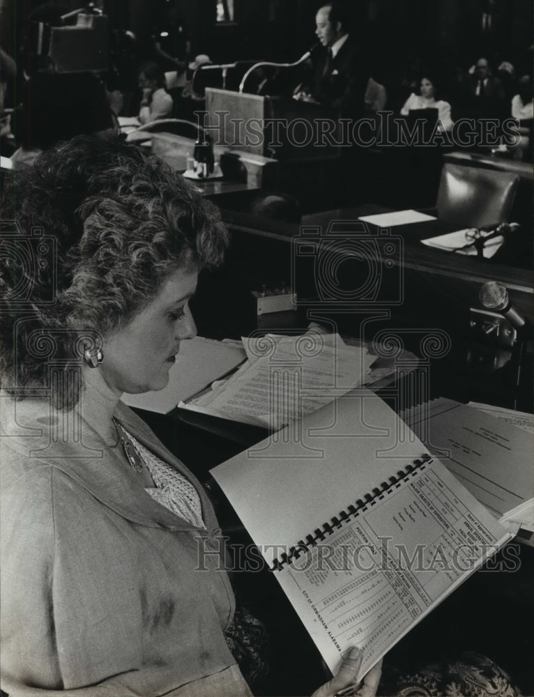 1983, City Council Betty Collins Sees Budget - Mayor Arrington Speaks - Historic Images