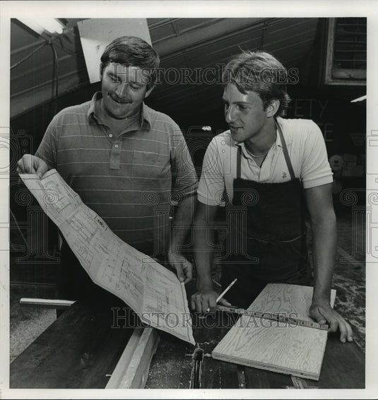 1986, Cabinetry Teacher Mike Echols and Scott Cates - abna24268 - Historic Images