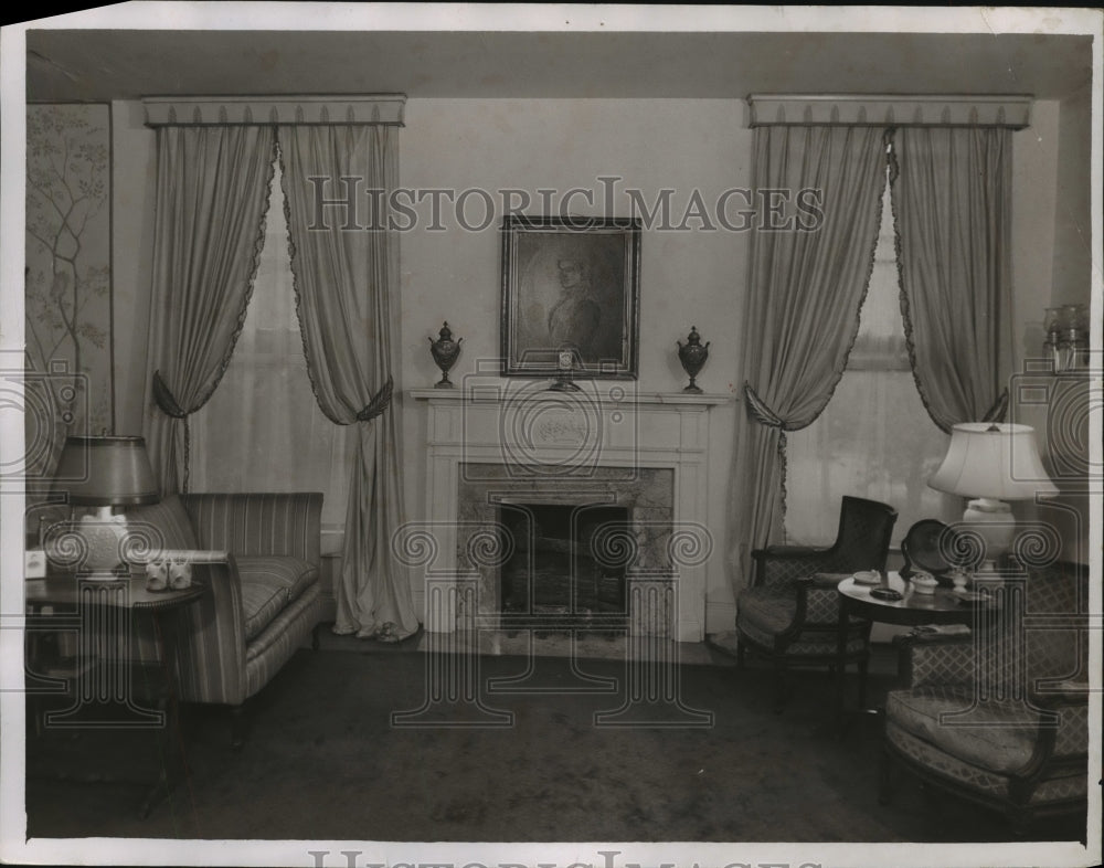 1952, Room in Arlington House with fireplace, Birmingham, Alabama - Historic Images