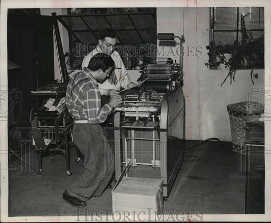 1947 Two Men Work on Equipment, Goodwill Industries, Birmingham, AL - Historic Images