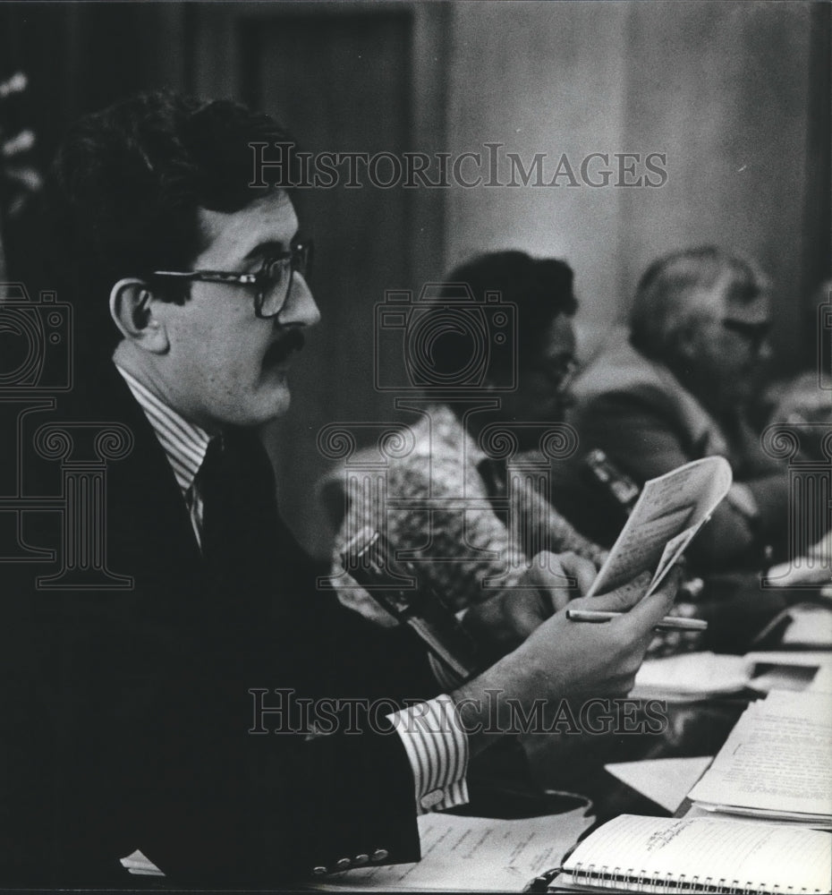 1979 City Council Member John Katapodis with Others at Meeting - Historic Images