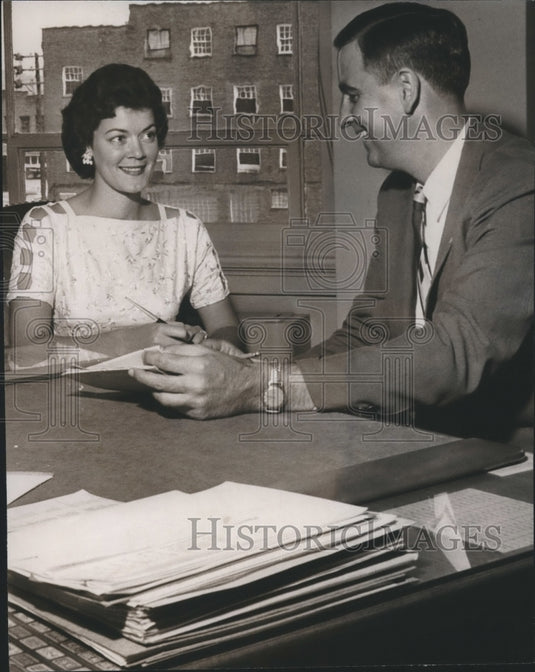 1959, FBI special agent, John J. Coneys & Stenographer Pat Sullivan - Historic Images
