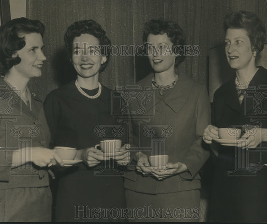 1961, Planners for Symphony in Fashions at coffee at The Club. - Historic Images