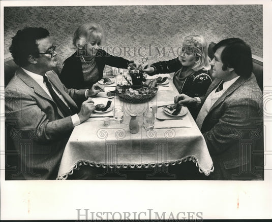 1984, Mr. & Mrs. Washburn with Mr. & Mrs. Challis at Chinese Dinner - Historic Images