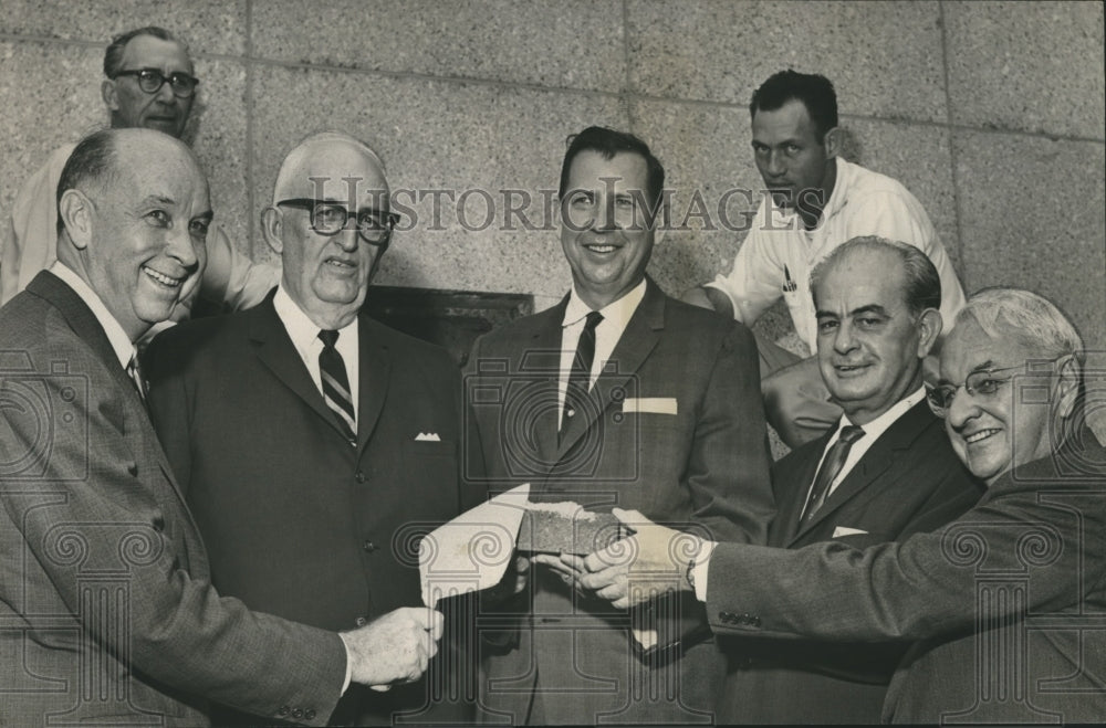 1964 Press Photo Officials Set Cornerstone for Courthouse Annex - abna25790 - Historic Images