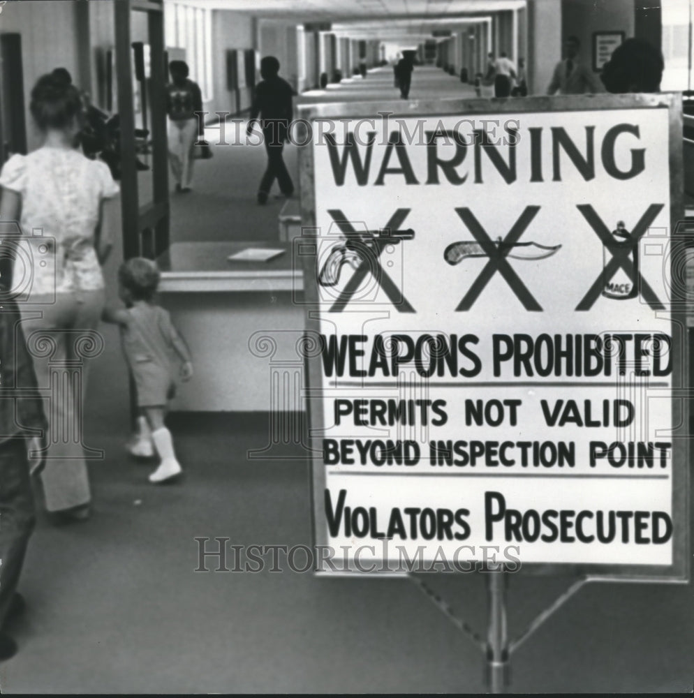 1977 Warning Sign at Municipal Airport, Birmingham, Alabama - Historic Images