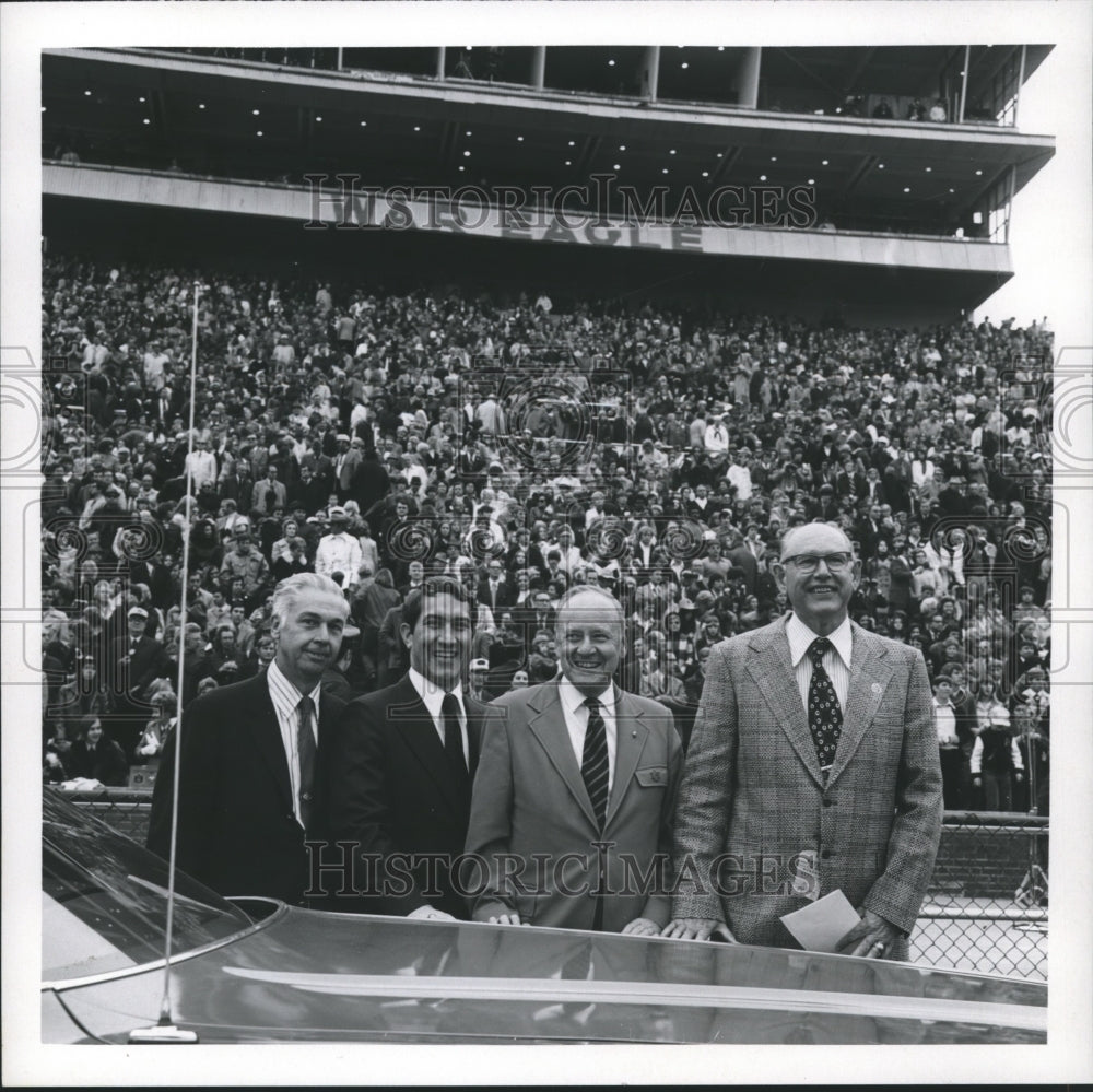 1972, Jeff Beard, with others at Auburn football stadium, Alabama - Historic Images