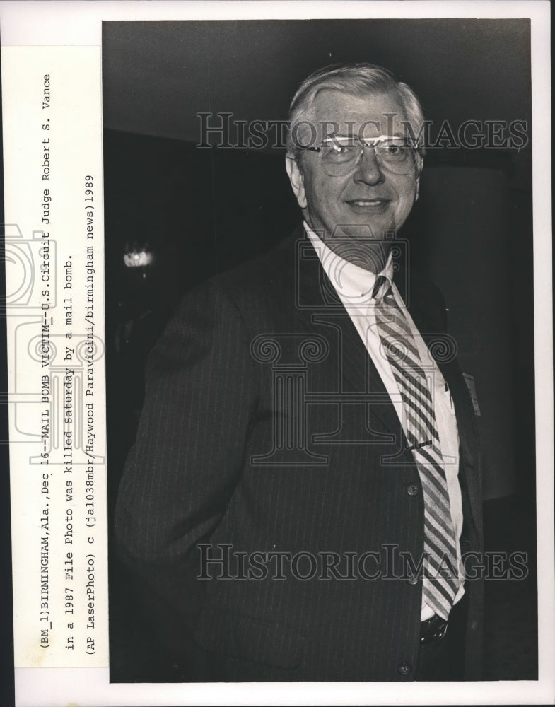 1987 Press Photo United States Circuit Judge Robert Vance in Birmingham - Historic Images