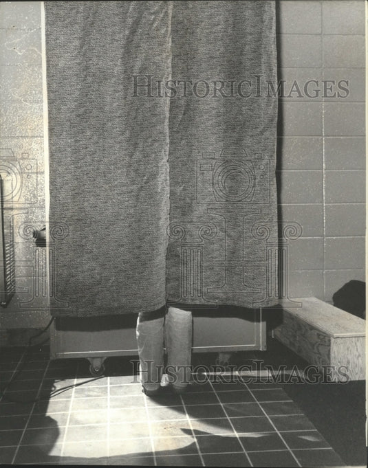 1979, Voter Behind Curtain at Voting Booth - abna26552 - Historic Images