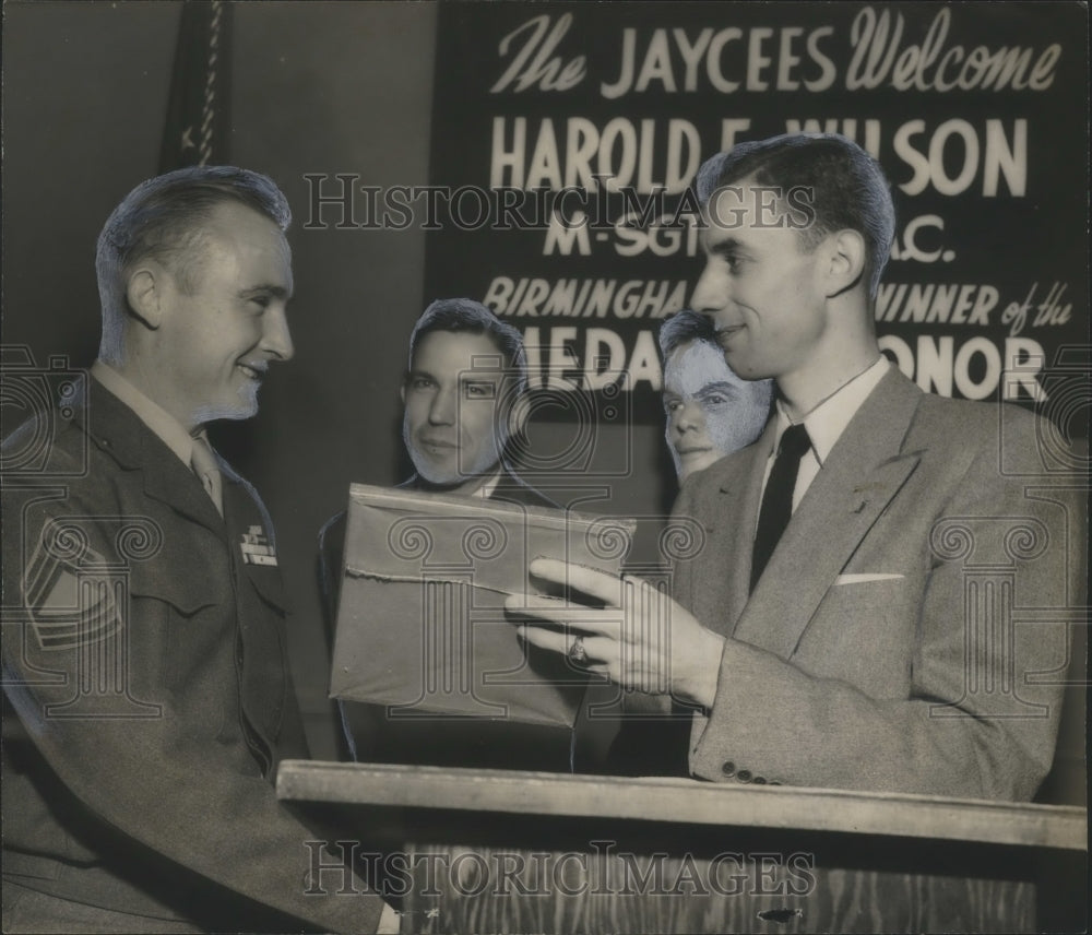 1952, Marine Master Sergeant Harold E. (Ed) Wilson, Others at Awards - Historic Images