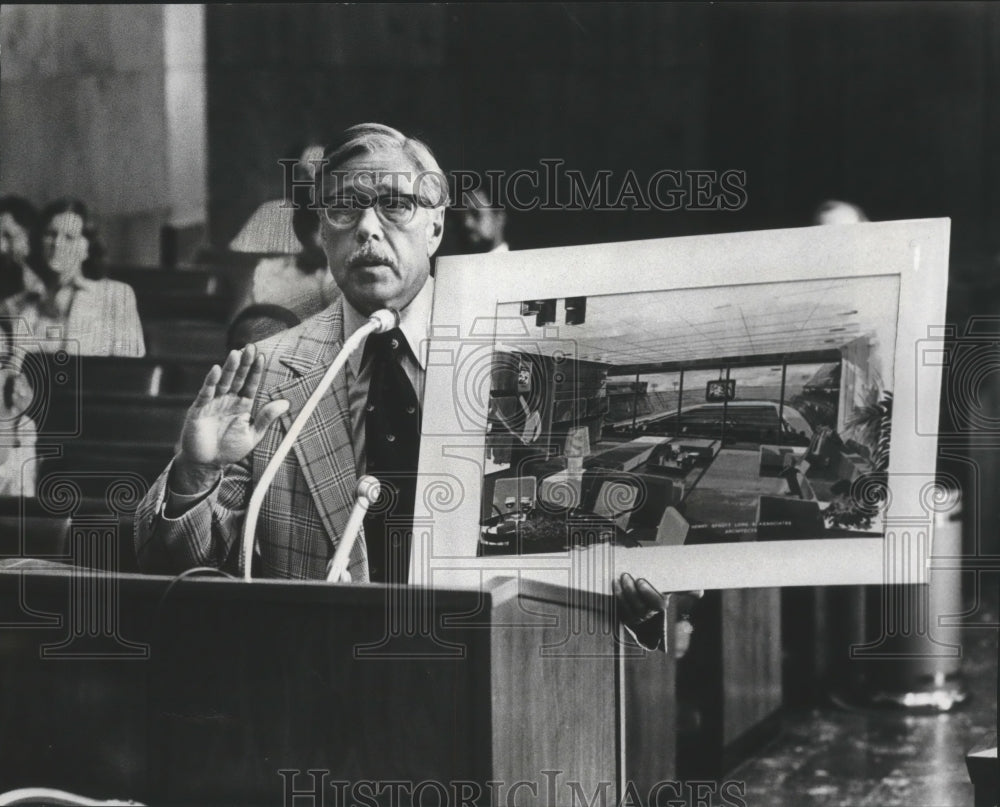 1977 Birmingham, Alabama Parks Director Frank Wagner with Plans - Historic Images