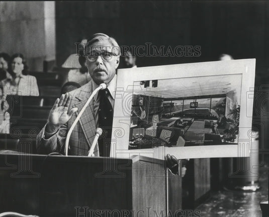 1977 Birmingham, Alabama Parks Director Frank Wagner with Plans - Historic Images