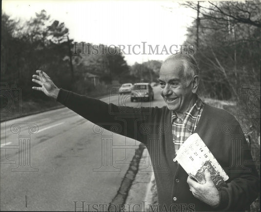 1979, Alfred E. 'Happy' Walker, 78, of Homewood waves to Friends - Historic Images