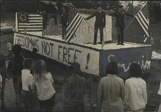 1969, Erwin High School's float in Veteran's Day Parade, Birmingham - Historic Images