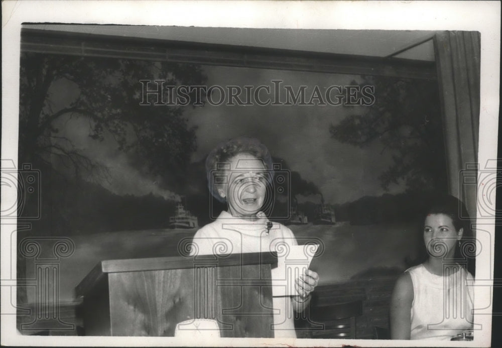 1968, News writer Alyce B. Walker speaks at podium - abna27218 - Historic Images