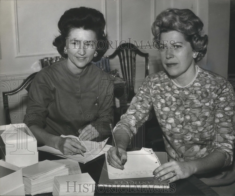 1964, Mrs. Kidd & Mrs. Davis write invitation for Beaux Arts ball, AL - Historic Images
