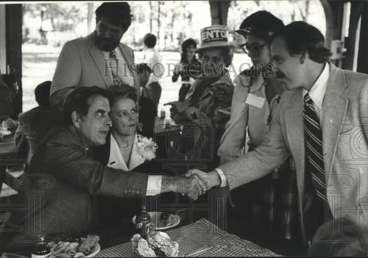1980, Jeremiah Denton, wife thanking supporters in East Lake, Alabama - Historic Images