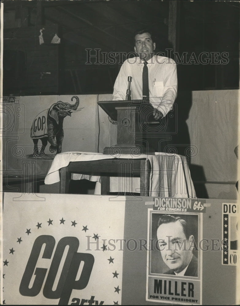 1964 Press Photo William L. Dickinson, politician, Opelika, Alabama - abna27736 - Historic Images