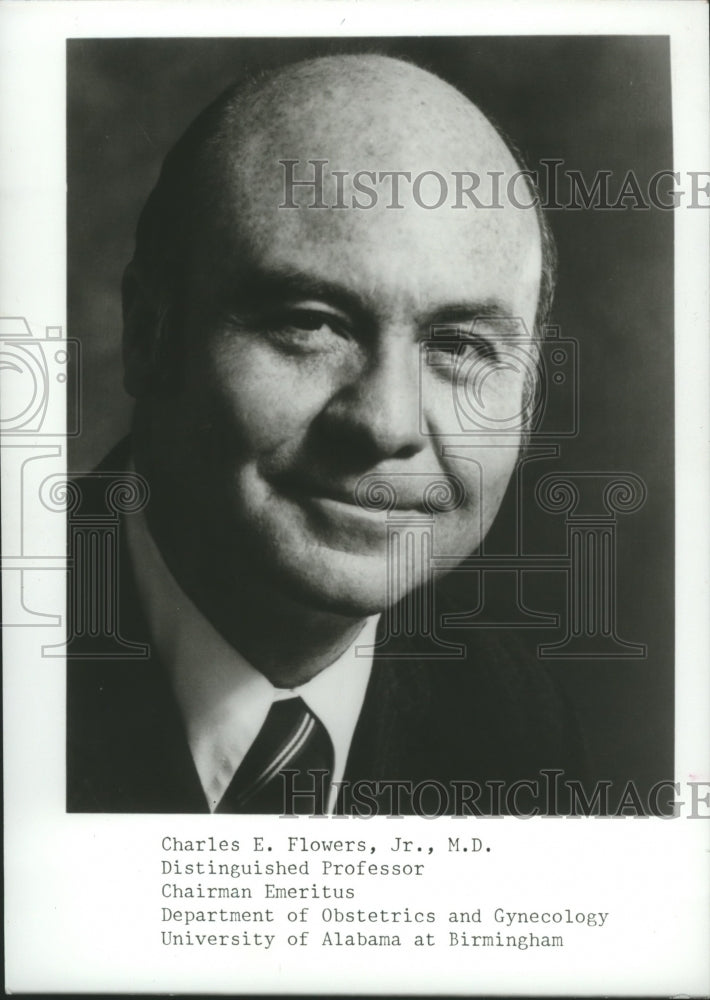 1987 Press Photo Dr. Charles Flowers, Chairman Obstetrics &amp; Gynecology, UAB, AL - Historic Images