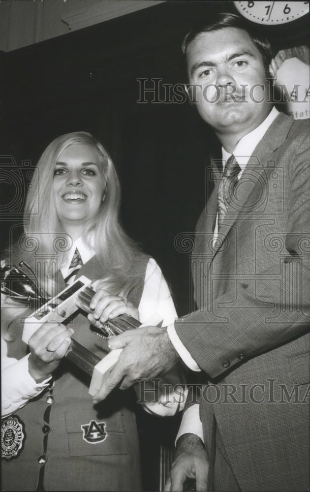 1971, Peggy Dockery of Bessemer was presented trophy by Jere Beasley - Historic Images